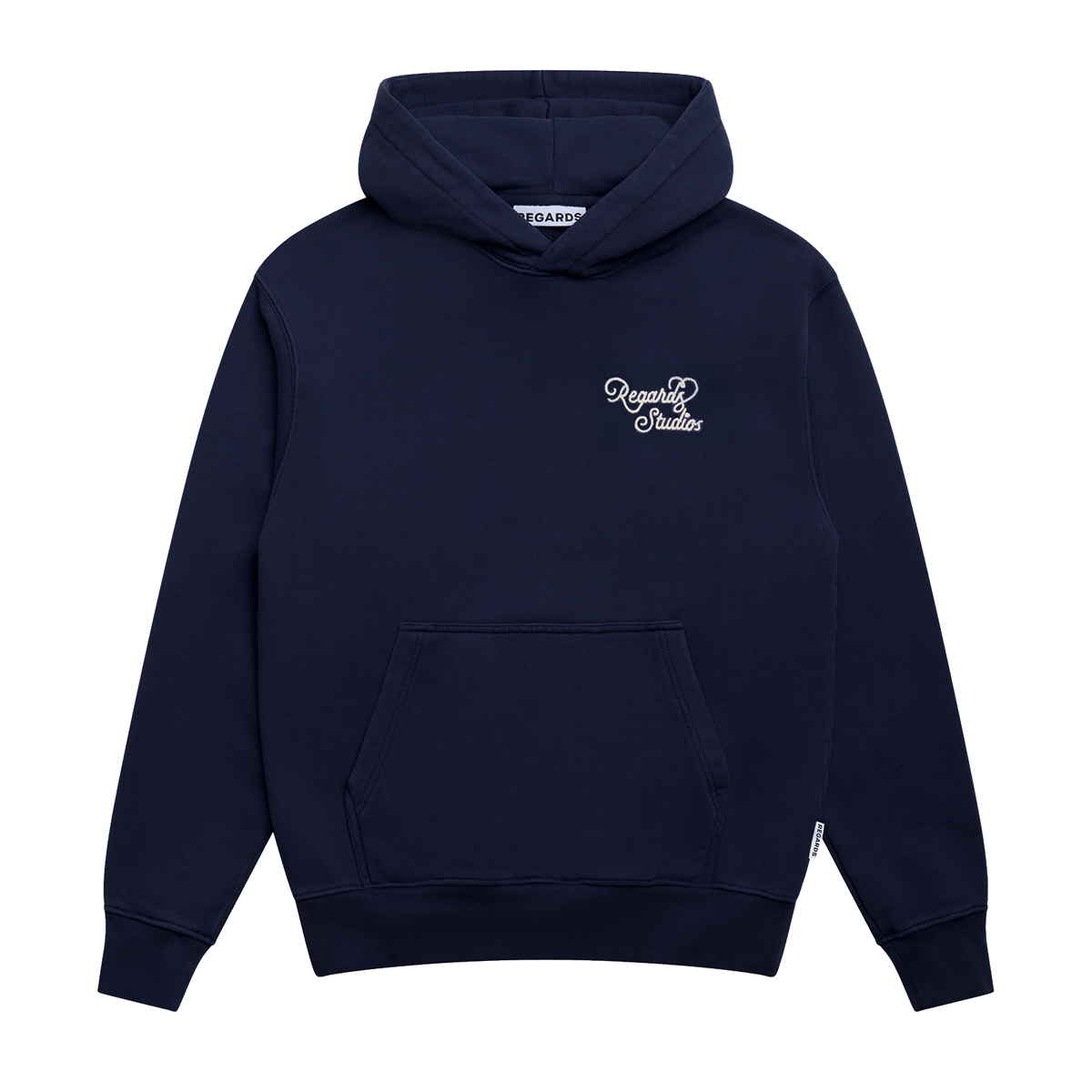 Heart Icon Chainstitch - Relaxed Loopback Hoodie - Navy
