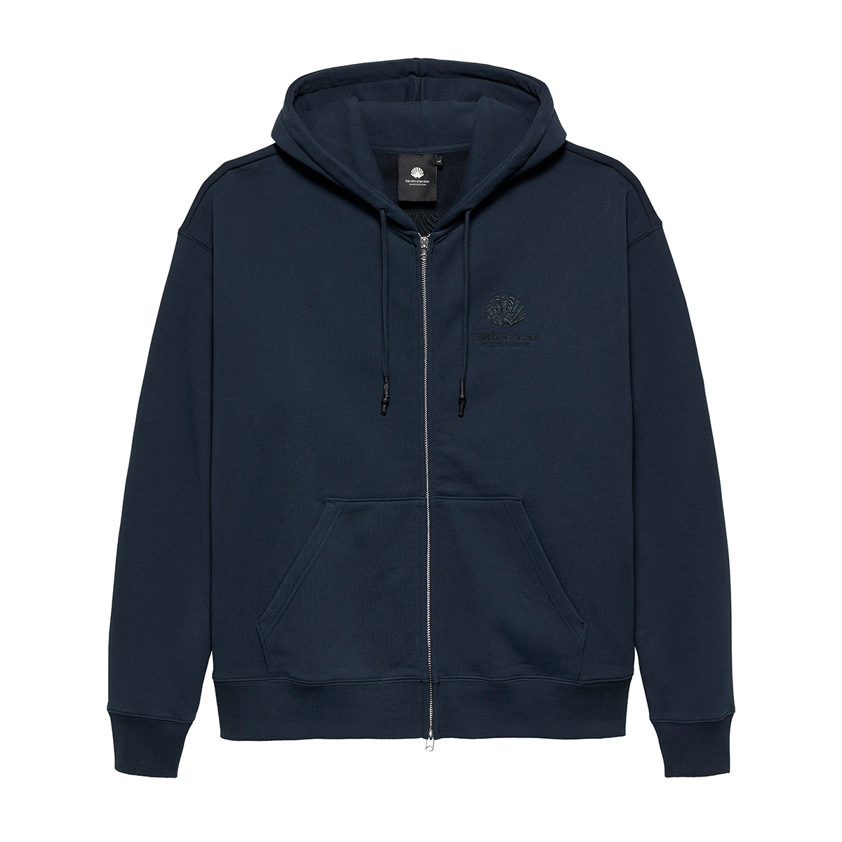 Logo Zip Hoodie - Relaxed Fit - Navy
