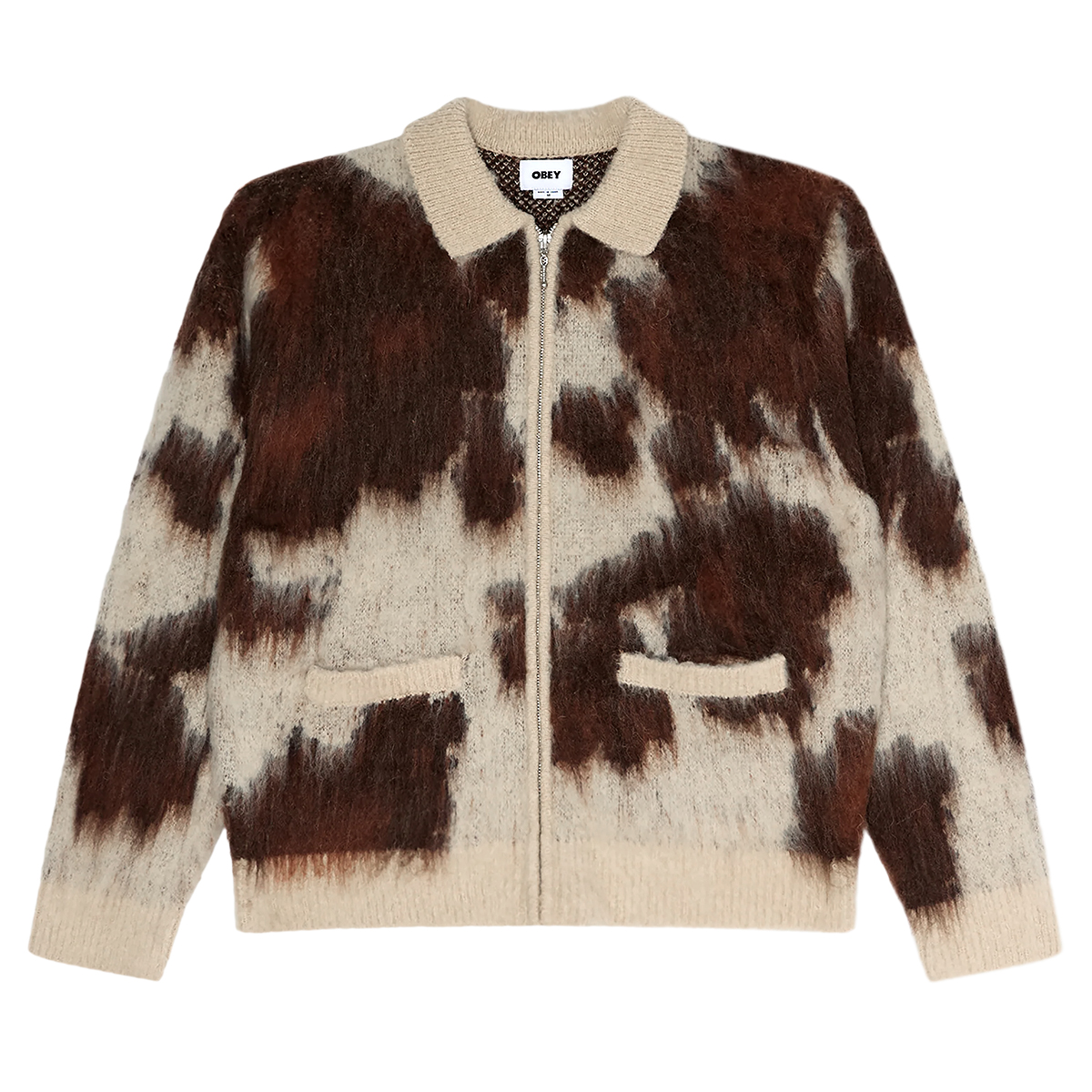 Cow Patern Zip Sweater