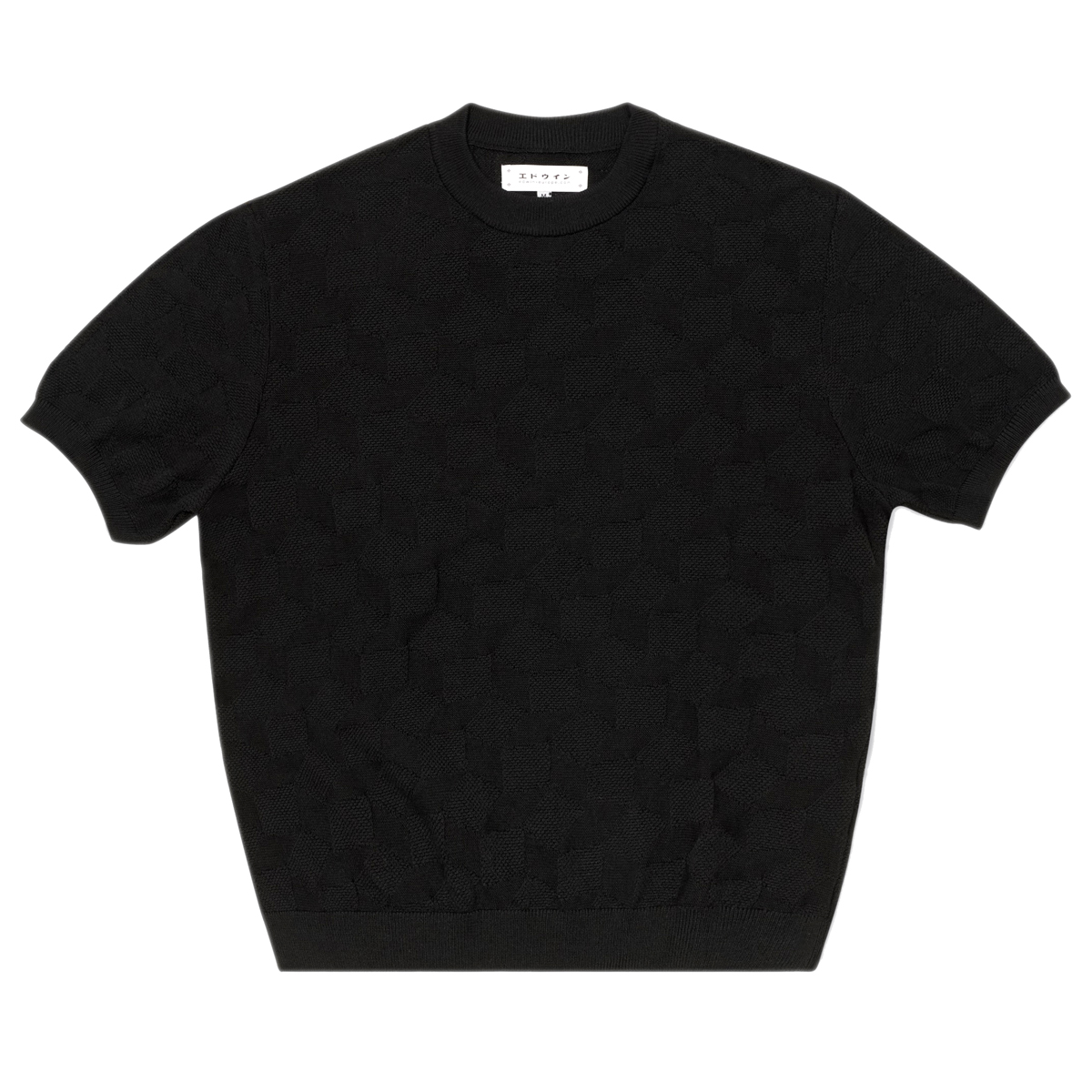 Block Knitted T-Shirt - Black