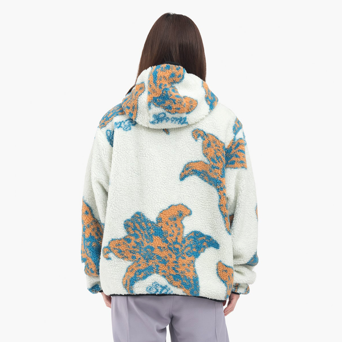 Floral Sherpa Hood Jacket - Bone