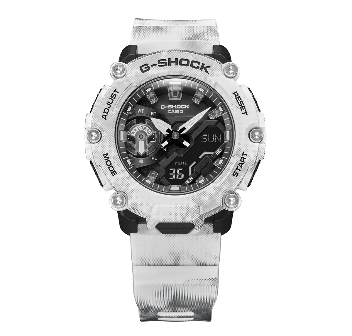 G-Shock GA-2200GC-7AER - Snow Camo - White front band