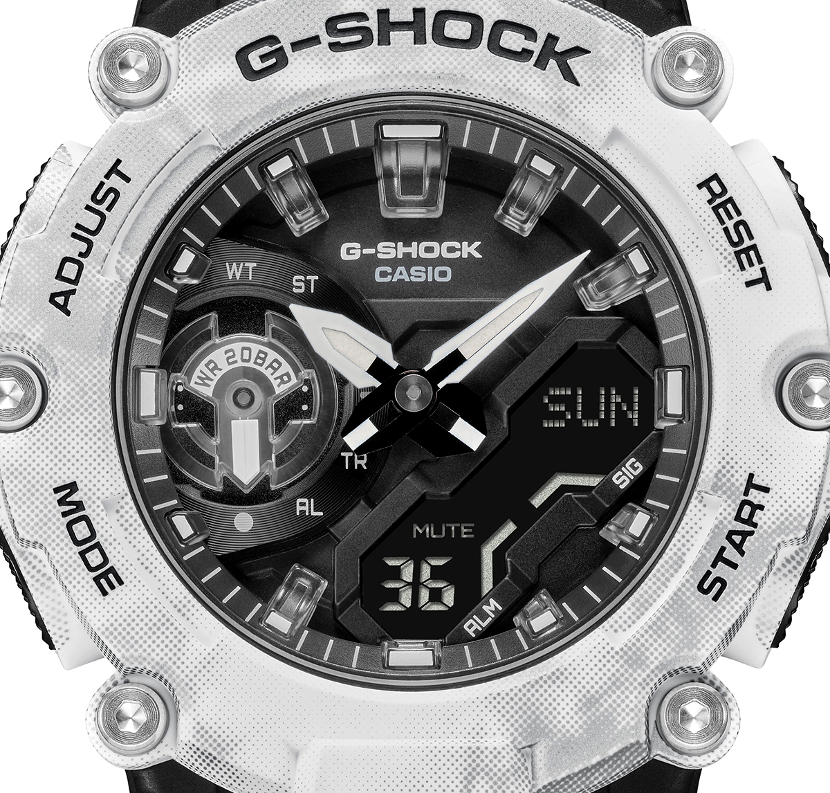 G-Shock GA-2200GC-7AER - Snow Camo - White detail