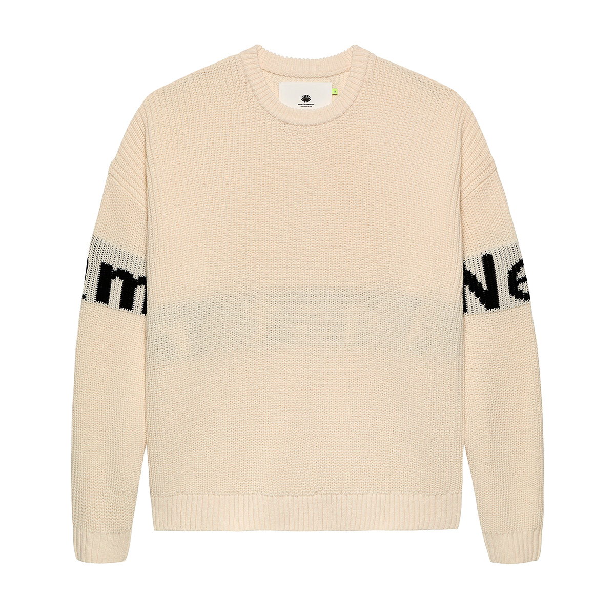 Name Crew Knit Sweater - Oversized - Ecru