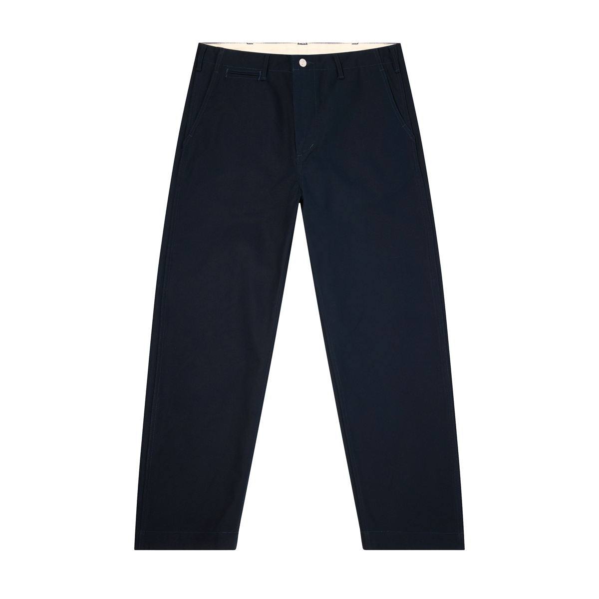Wide Trouser - Made In Japan - Relaxed Straight - 10OZ Compact Yarn Left Hand Twill - Navy Unwashed