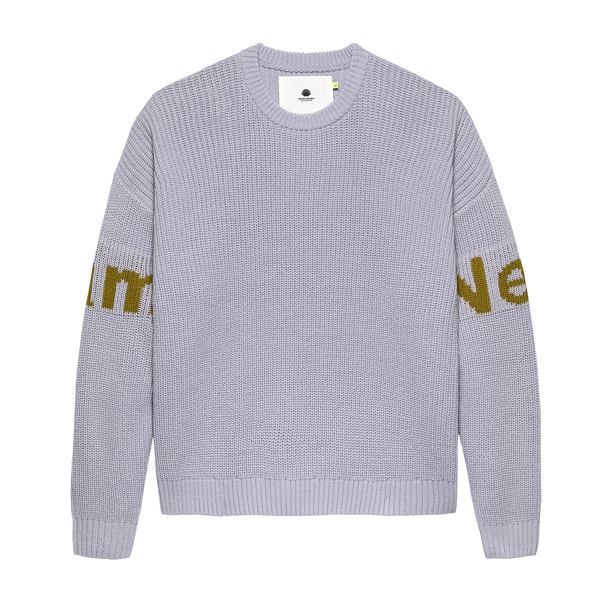 Name Crew Knit Sweater - Oversized - Sea Fog