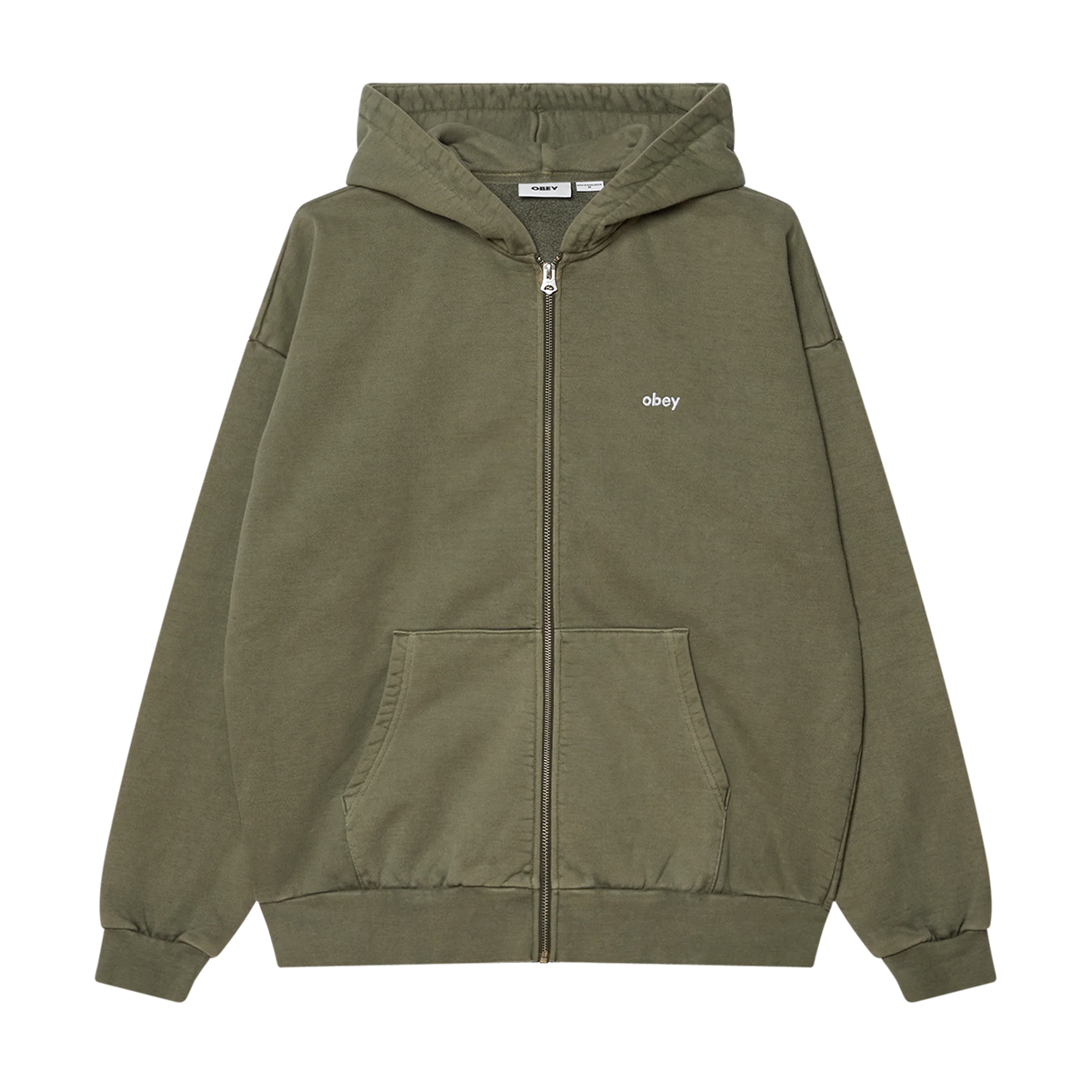 Lowercase - Pigment Dyed Oversized Fit Zip Hoodie - Green