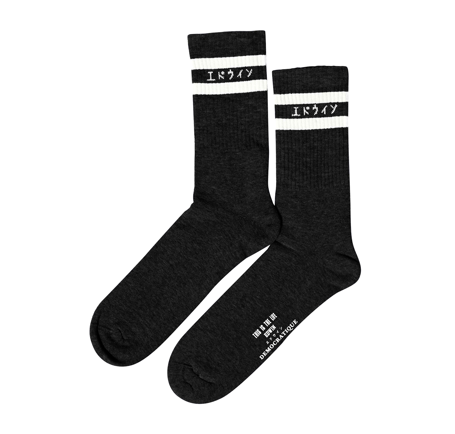 EDWIN x DEMOCRATIQUE Crew Sock - black pair
