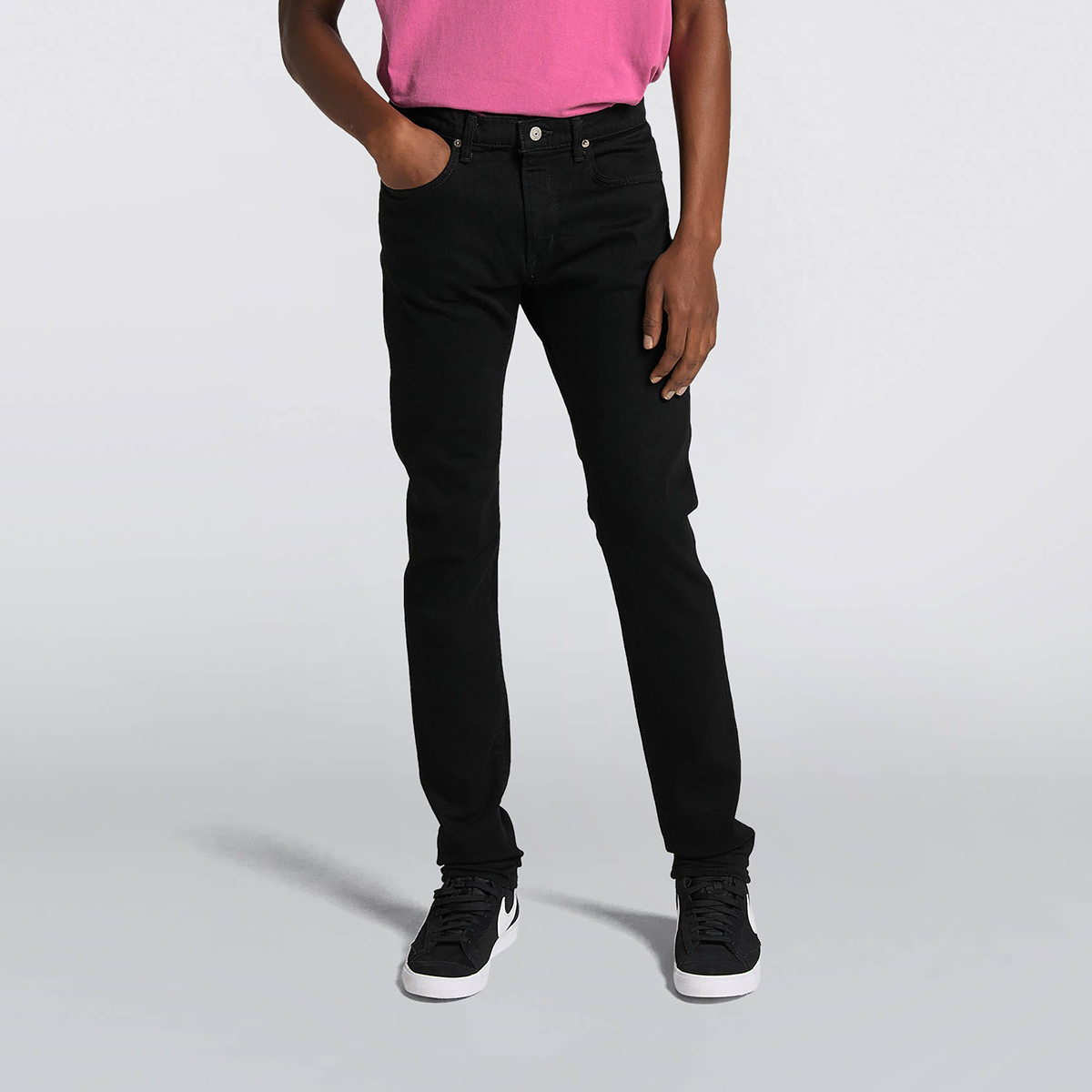 Slim Tapered 12oz Kaihara Organic Stretch Black Denim - Made In Japan - Black Rinsed