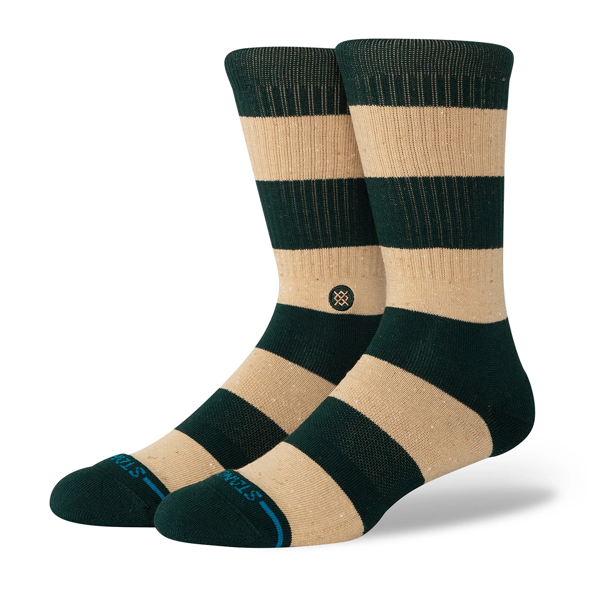 Nep Stripe Crew Socks - Pine Green